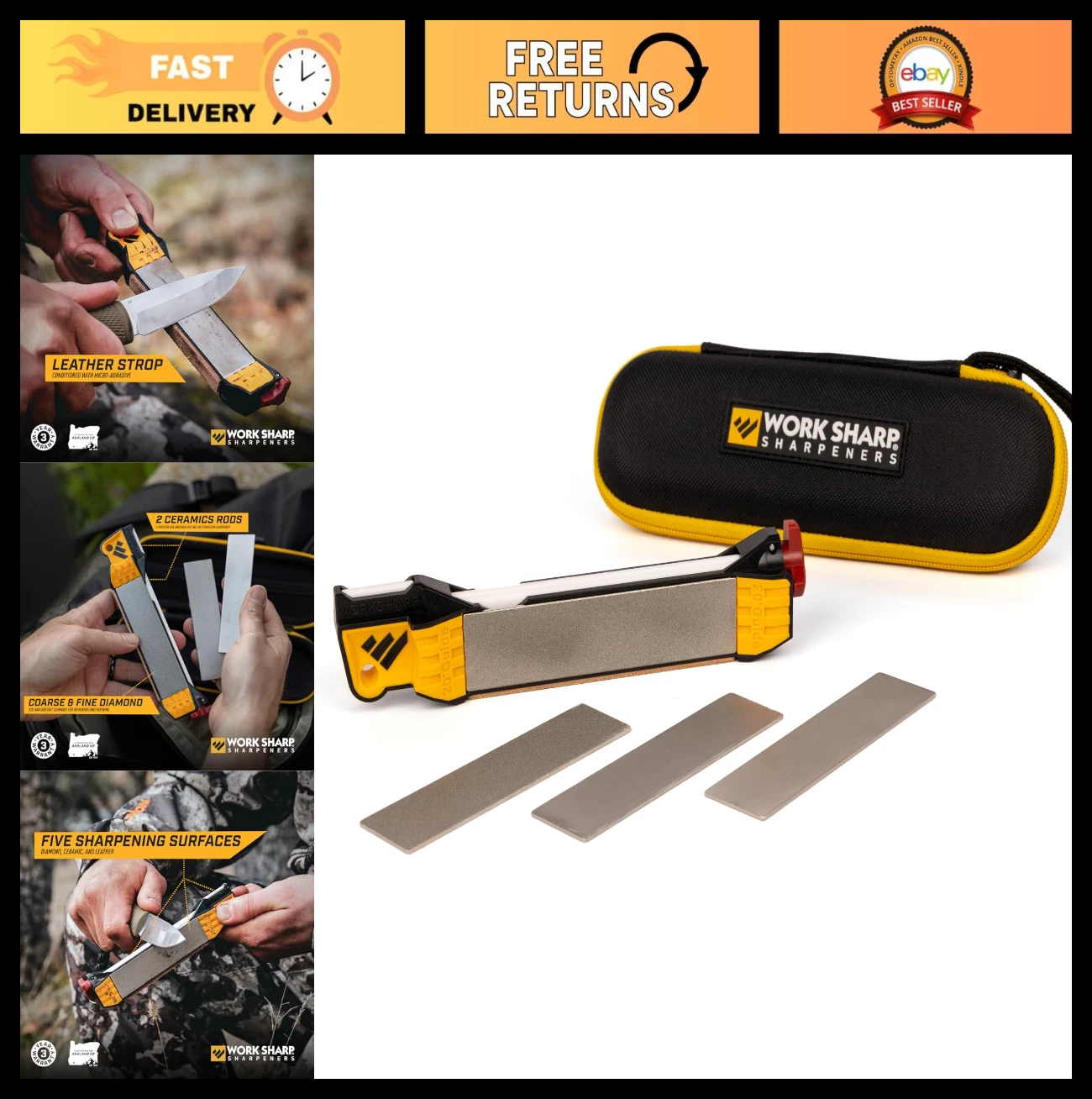 Portable Guided Field Knife Sharpener with Case - Travel Tool for Outdoor Use