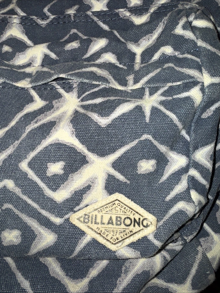 Mochila vintage de lona azul y blanco Billabong! Retro Hippie 15” X 19” Foto 3 de 4