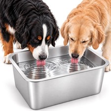 4 Gallon Large Dog Water Bowl Stainless Steel Giant Dogs 15.7x11.8x6 Inch