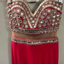 Elegant Pink Beaded Madison James Gown