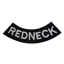 REDNECK Rocker Patch - 10" x 2.625" Large Black & Silver Biker Vest DIY Cut