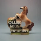 VTG Rolling Rock Premium Beer Chalkware Horse Bar Latrobe Brewing PA Table Decor
