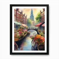Amsterdam Flower Market Print, Mati Framed Wall Art Poster Canvas Print Picture