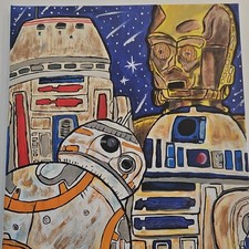 Star Wars Robots Pop Art Print Featuring BB-8, R2-D2, C-3PO Unframed