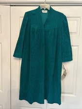 Vintage Vanity Fair Forest Pine Green Snap Housecoat Grandma Robe Medium NWT