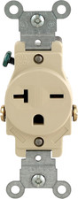Single Receptacle Outlet 20 Amp Side Wire White Commercial