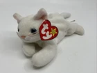 Vintage 1995 Ty Beanie Baby Flip The Cat White Plush Toy Kitten 8”