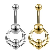 14G Stainless Steel Belly Button Ring Double Ball Navel Piercing Body Jewelry