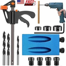 15Pcs Pocket Hole Jig Kit 15 Degree Angle Oblique Hole Locator Dowel Drill Guide