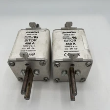 ⚡ (2) SIEMENS 3NE3 233 SITOR 450 A 1000 V a.c. SEMICONDUCTOR FUSES ⚡ TESTED  ⚡