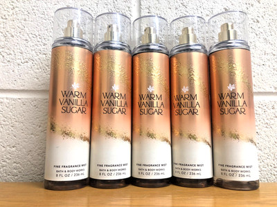 Bath & Body Works WARM VANILLA SUGAR Fragrance Body Mist Spray 8Oz (QTY 5)