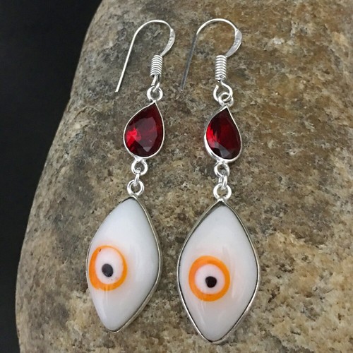 Boucles D'oreilles En Argent Sterling 925 Avec Pierre De Lune Naturelle - Fait Main - Neuf Sans Emballage