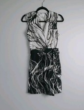 Calvin Klein White & Black Abstract Print Sheath Dress Size 0