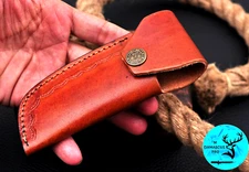 HANDMADE COW LEATHER SHEATH FOR 4" FOLDING BLADE KNIFE SURVIVAL CAMPING EDC 1583