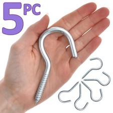 Large Screw Hooks 5Pk GALVANISED Strong Wall Ceiling Hanger Hanging Peg Cup 10cm