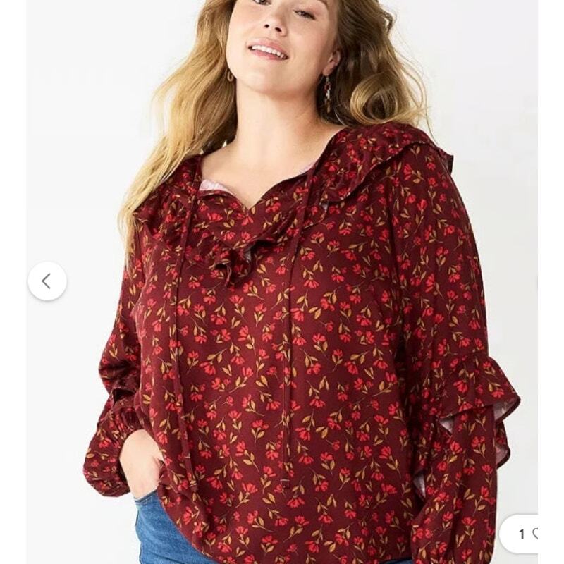 Sonoma Top Womens 1X Cottagecore Peasant Country Blouse Pumpkin