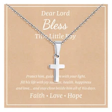 Stainless Steel Cross Necklace for Kids Minimalist Boy Chain Back to School Gift