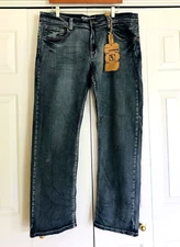 Flypaper Jeans 36 x 32 Mens Distressed Stretch Straight Leg Blue Denim