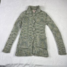 Free People Women s Small Fuzzy Cardigan Wool Blend Sweater Mint Green LG Button