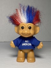 Vintage 90 s Russ Berrie 3 Troll Doll All American Red White Blue Hair