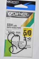 owner ssw black chrome finish all purpose bait hook size 5/0   5115-151
