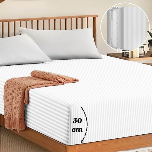 100% EGYPTIAN COTTON EXTRA DEEP FITTED SHEET 200TC BED SHEETS DOUBLE & KING SIZE - Picture 11 of 73