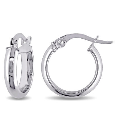 Amour Creolen 10 Karat Weißgold 14 mm poliert