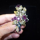 TRIFARI Alfred Philippe Amethyst Crystal Blue Enamel Bell Flower Floral Clip/Pin — photo 1