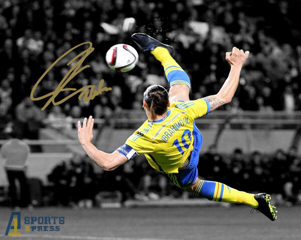 Zlatan Ibrahimovic Suecia Leyenda Bicicleta Patada Firmada Foto Autógrafo Impresión