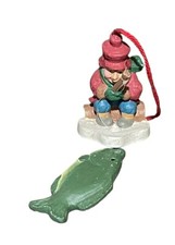 Christmas Ornament Ice Fisherman Fishing Fish