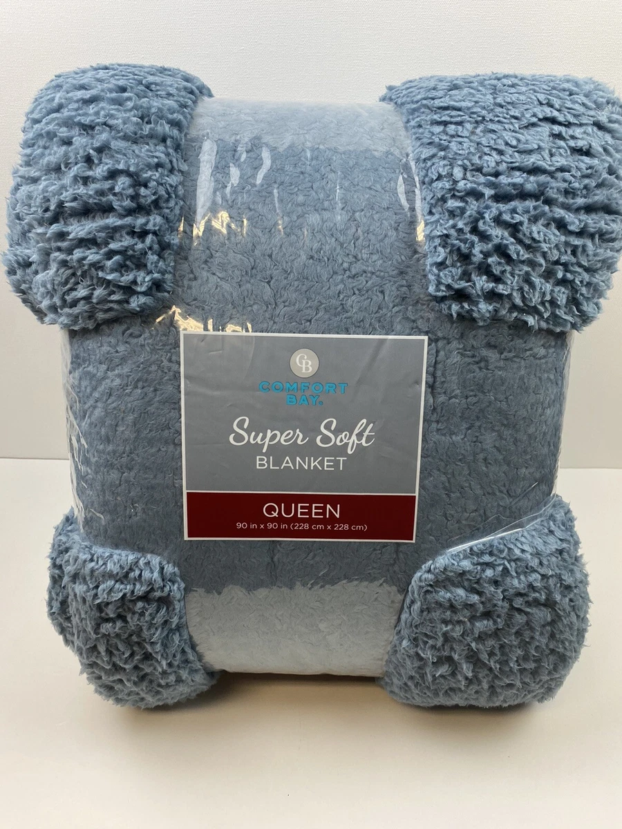 Super Soft Bed Blanket Queen Solid Blue Comfort Bay 90