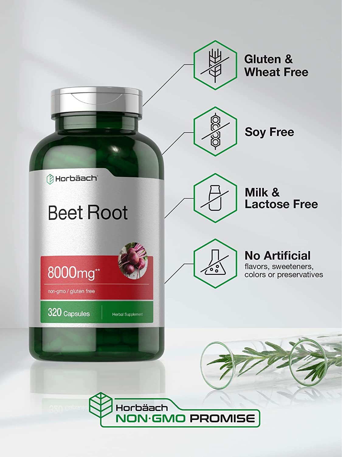 Beet Root Powder Capsules 8000mg 320 Count NonGMO by Horbaach