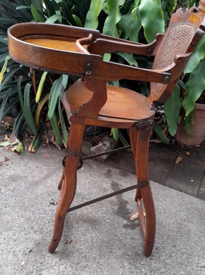 Silla alta/baja victoriana de roble metamórfico para niños convertible C.1890 rara Foto 3 de 4
