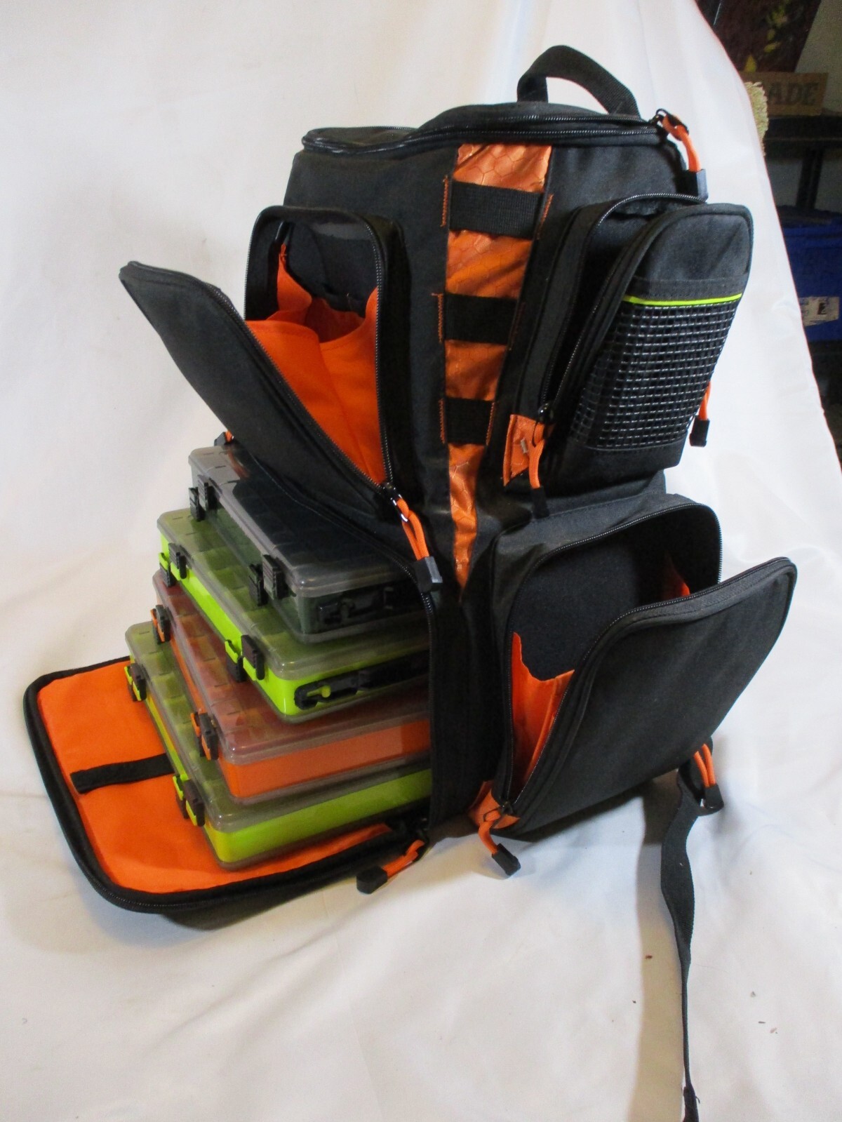 Magreel Fishing Tackle Box Backpack w/ 4 Trays Large Waterproof