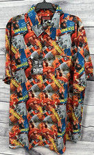 Dixxon Flannel Co Button Up Party Shirt, "The Articles" Nudie Pin up, Size Large