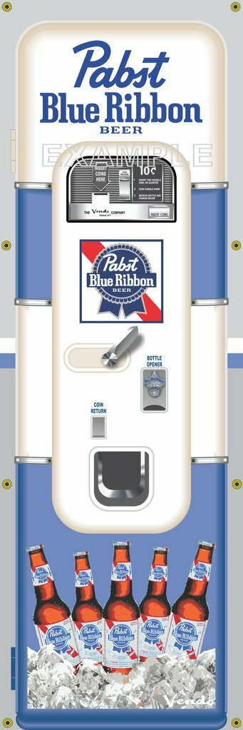 Pabst Blue Ribbon Beer Vinyl Banner Of Vintage Vending Machine