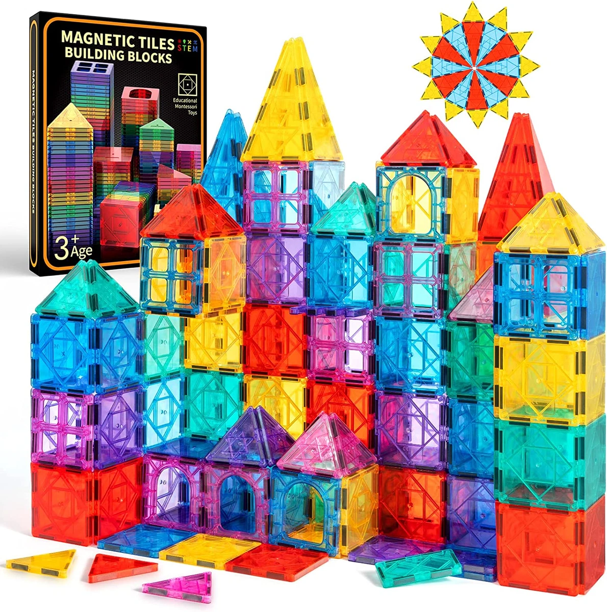 Building Toys for Kids Ages 4 8 STEM Magnetic Tiles for Boys and