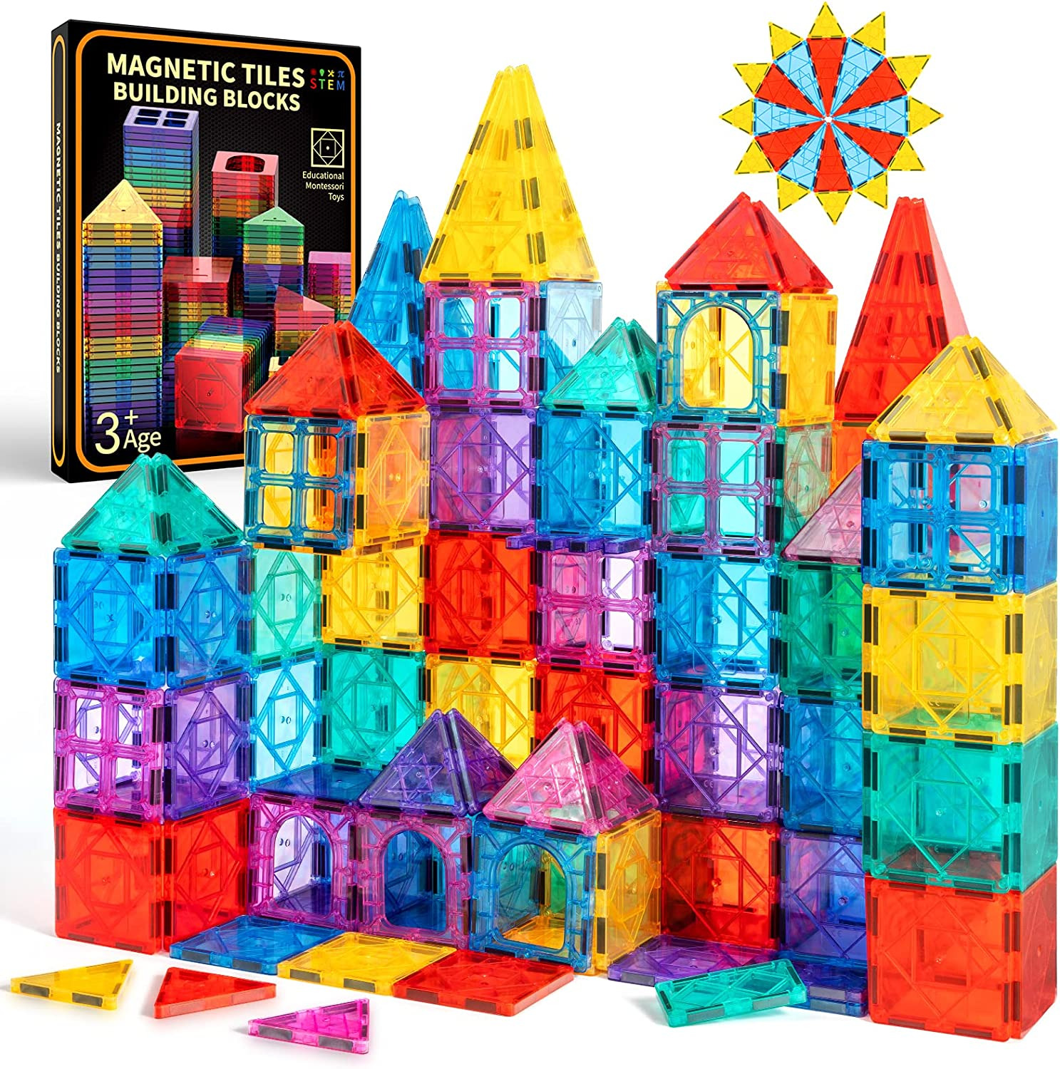 Building Toys for Kids Ages 4-8 STEM Magnetic Tiles for Boys and Girls Magnet Bl