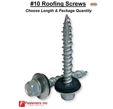 #10 Hex Rubber Washer Head PoleGripper Roofing Screws Galvanized / Coated