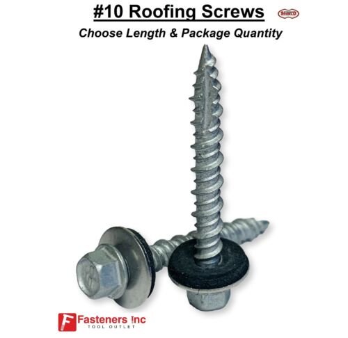 #10 Hex Rubber Washer Head PoleGripper Roofing Screws Galvanized / Coated - Picture 1 of 8