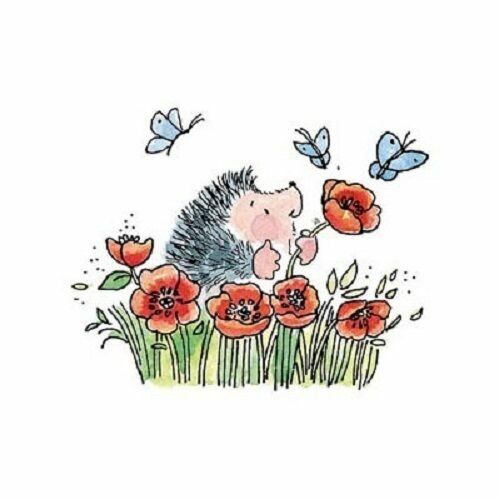 Penny Black Rubber STAMPS Hedgehog Poppy Fields Wood Stamp 3199J for