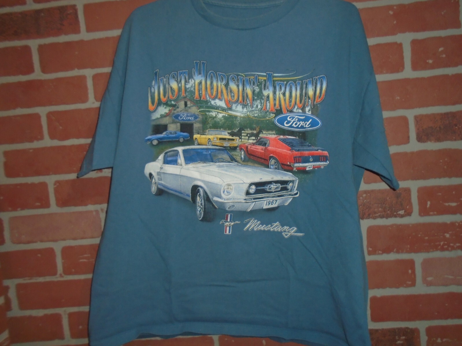 PONY T SHIRT DA UOMO FORD MUSTANG ""JUST HORSIN AROUND"" CLASSICA VEDI PRIMA FOTO