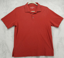 Eddie Bauer Polo Shirt Men's Large Red Solid Color Cotton Blend