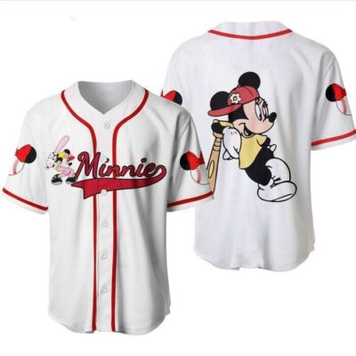 Minnie Mouse White Red Cute Cartoon Mother's Day 3D BASEBALL JERSEY SHIRT
