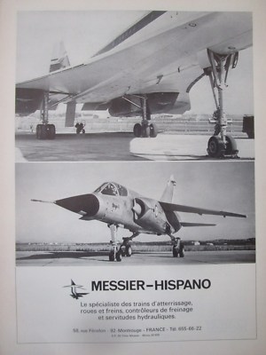 4/1972 PUB MESSIER HISPANO CONCORDE DASSAULT MIRAGE F1 FAHRWERK FRANZÖSISCHE ANZEIGE