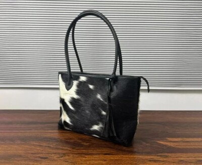 Genuine Cowhide Leather Handbag Real Hair On Fur Western Chic