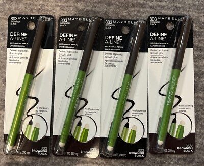 Maybelline Define A-Line Eyeliner Pencil, Brownish Black 803, 0.01 oz ~ 4 Pack
