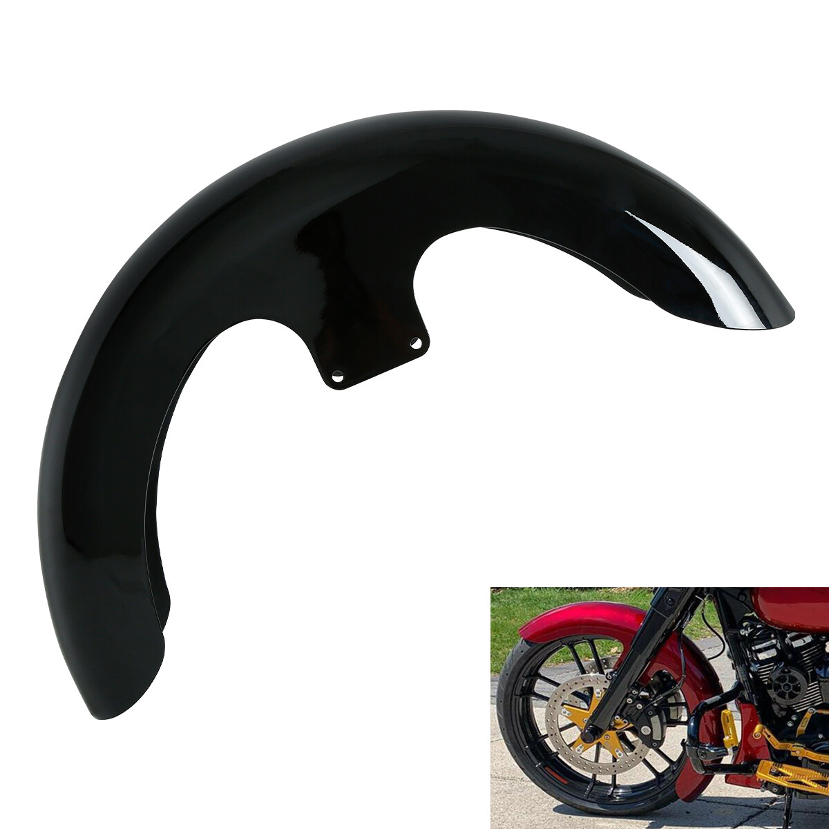 Painted Black 23" Wrap Front Fender For Harley Touring Road King / Glide 1997-2013-1086108