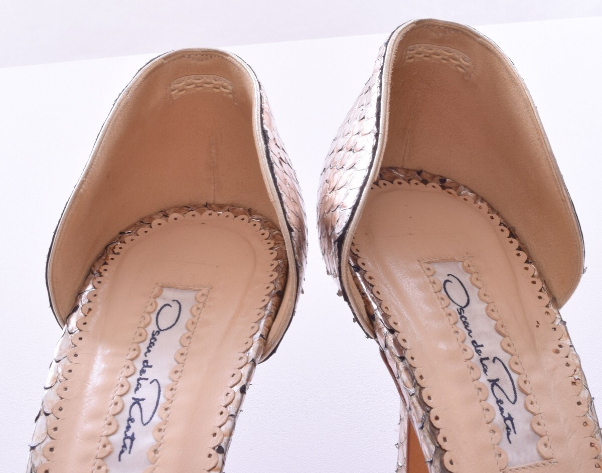 OSCAR DE LA RENTA Silver Python Dorsay Pumps with… - image 6