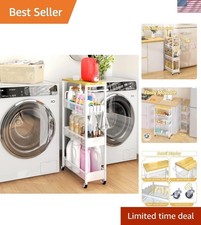 Versatile 7.1" Wide Slim Storage Cart on Wheels - Space-Saving Organizer Trolley